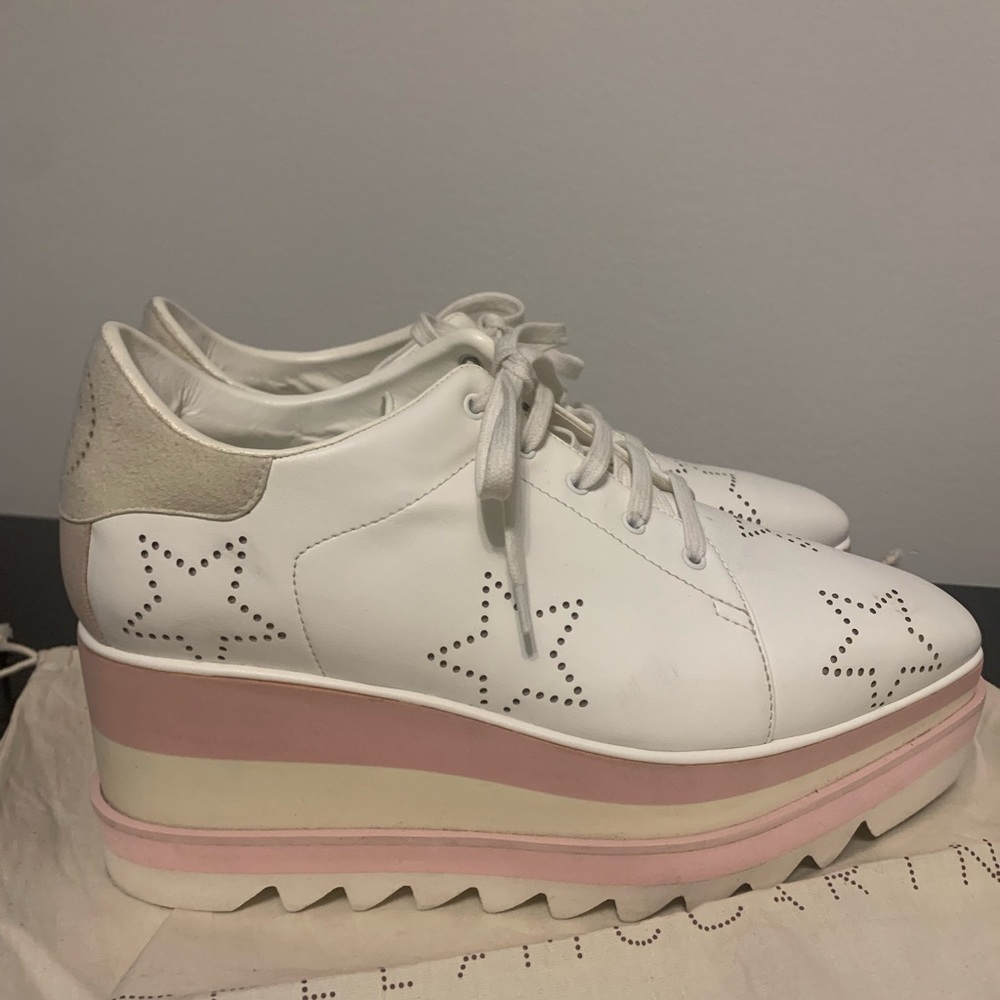 White and pink Stella McCartney Elyse platform shoes
